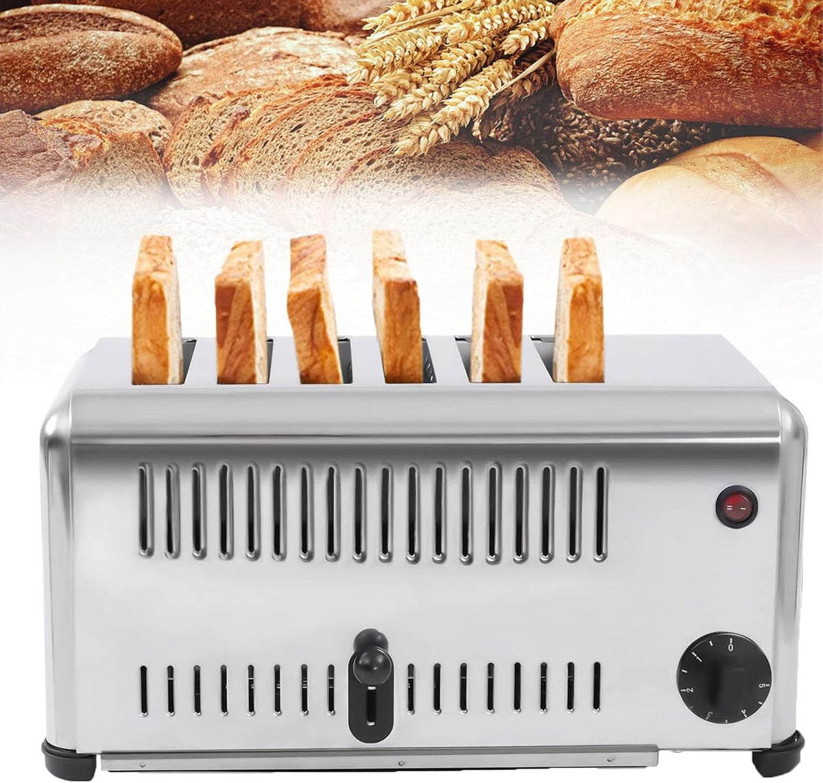 Dfdieratve Broodbakmachine CommerciëLe Broodrooster 6, Delige Broodrooster Broodmachine Broodrooster, met Brede Sleuven en Verwijderbare Kruimellade