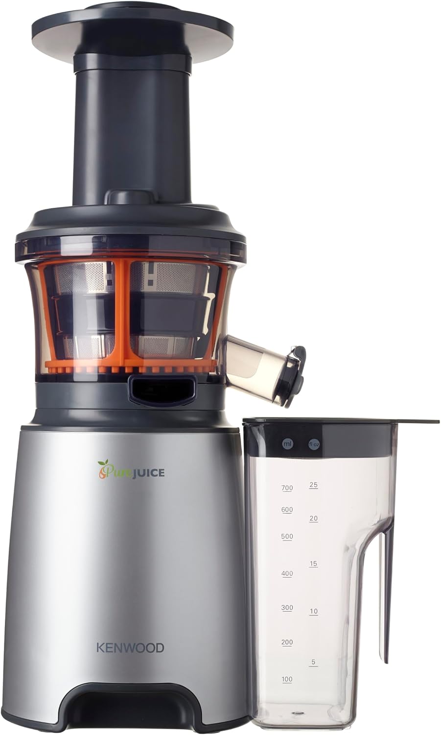 Sapcentrifuge Kenwood JMP601SI PureJuice Koude, 150 W, 1,3 liter, Slow Juicer, met sorbetaccessoires, kunststof, zilverkleurig