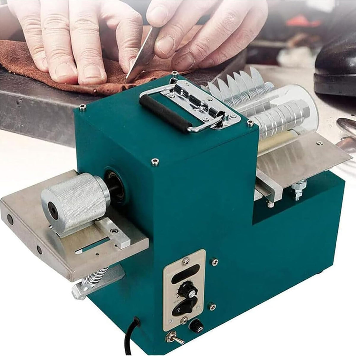 Yheianj Scharen Elektrische leer snijmachine, automatische leer strip snijmachine, industriële elektrische stof snijmachine, desktop
