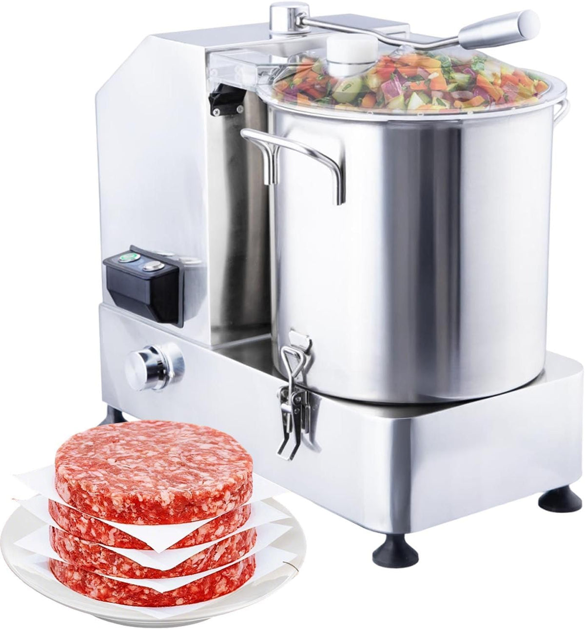Keukenmachine Commerciële - 1800W/2000W elektrische groentesnijder, zware capaciteit van 12 l, voor het hakken van groenten en fruit