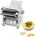 Pastamachine Commerciële Elektrische Pasta Maker, Met 2 Messen, met Verstelbare Dikte, Volautomatische Noedelmachine, Roestvrij Staal Constructie
