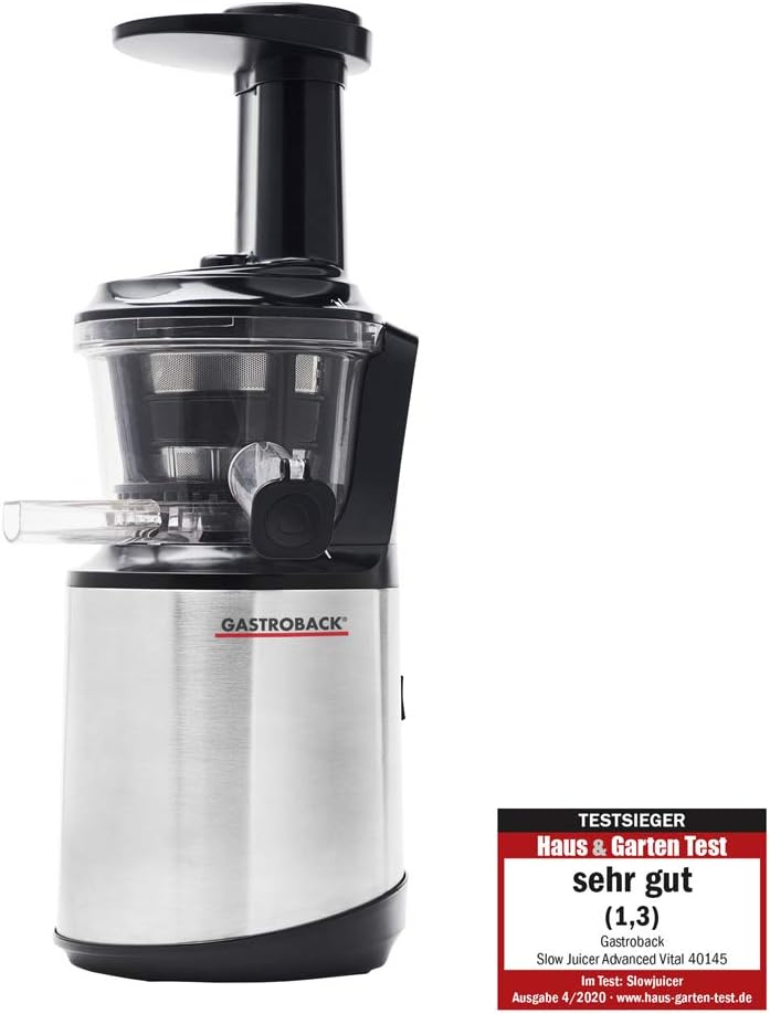 Gastroback Sapcentrifuge Slow Juicer Advanced Vital, zwart, zilver
