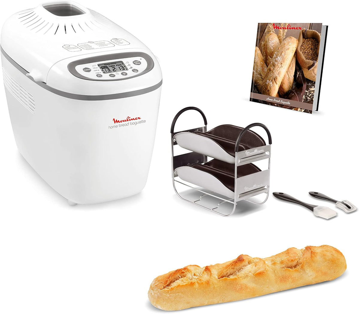Moulinex Broodbakmachine Baguette Mac.Pane, wit OW6101, met 16 Programma's