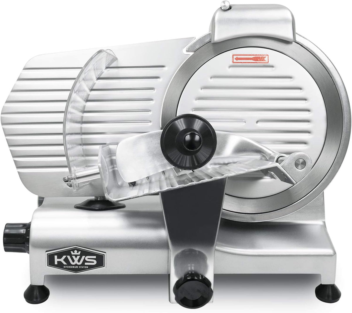 Snijmachines KWS KitchenWare Station KWS 10NS Commerciële 10 inch elektrische vleessnijmachine, 320W motor, met hoog koppel, roestvrijstalen mes, Deli