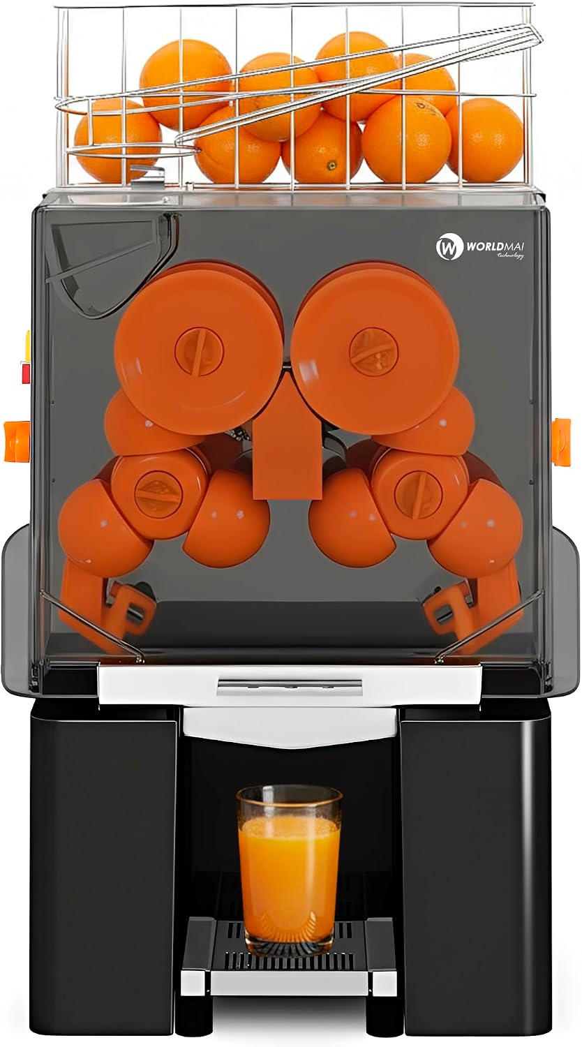 Worldmai Elektrische sappers Automatische sinaasappelpers, voor bar, voor horeca. Professionele citruspersmachine, koffiehuis en supermarkt.