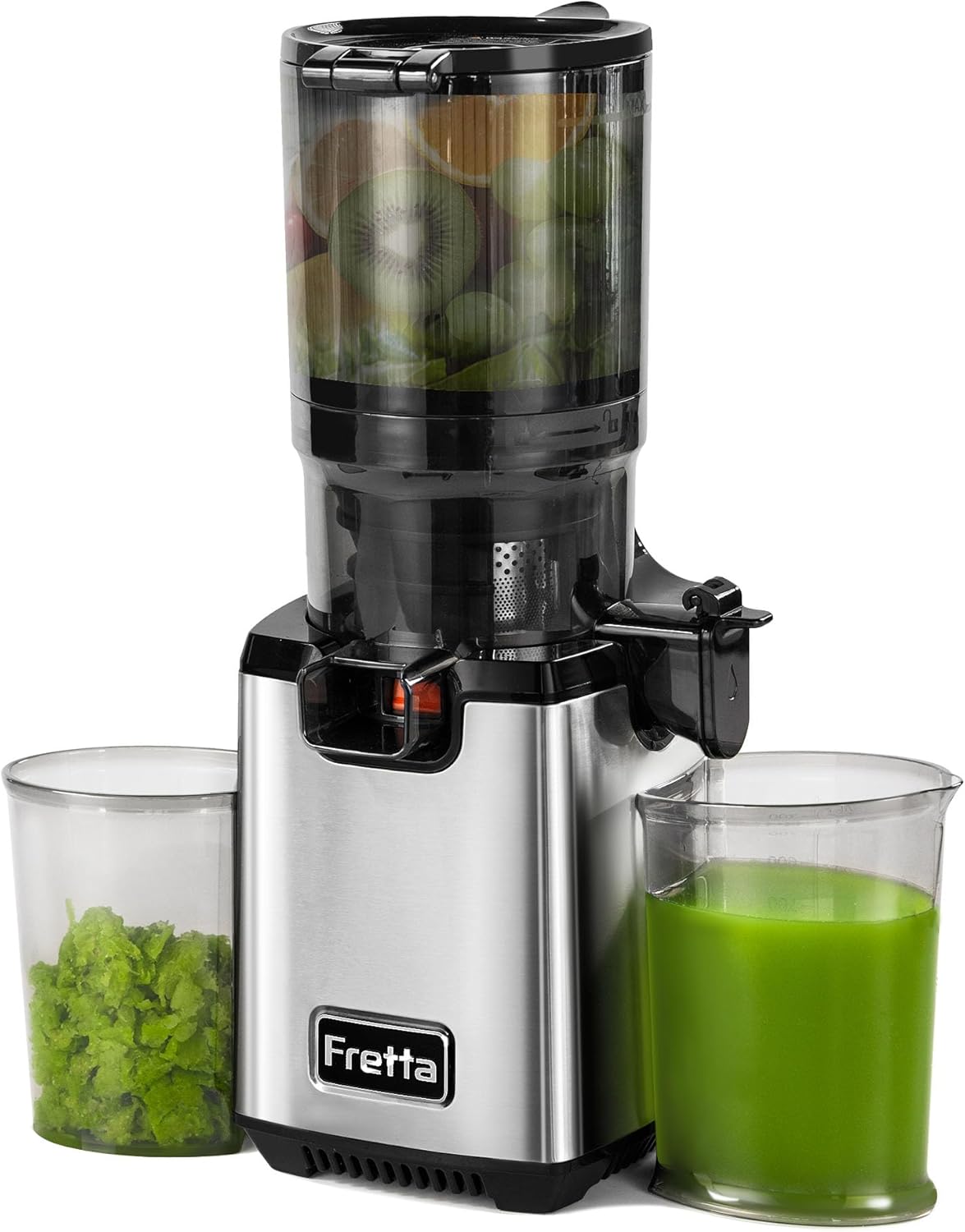 Fretta Sapcentrifuge Juicer Slow Juicer, 135 mm opening en 1,8 l sapcentrifuge, 250 W (Zliver), 100% BPA-vrij, citruspers, voor groenten en fruit