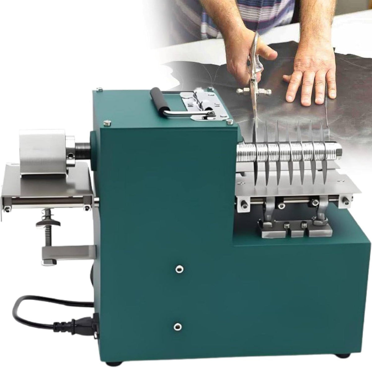MhWrughts Riemgesp Precisie snijmachine, instelbare breedte van 2-86 mm, met 90 mm as, 40W multi-mes snijmachine, voor lederstroken