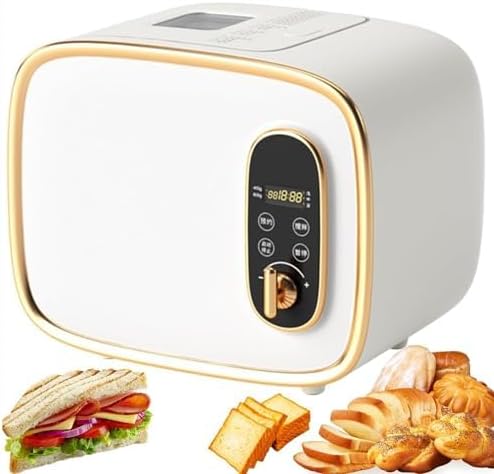 Jmouzhg Broodbakmachine Slimme Broodbakker 600g Broodmachine, met Automatisch Deeg Kneden & Fermentatie 13 Vooraf Instelbare Menu's Broodbakker