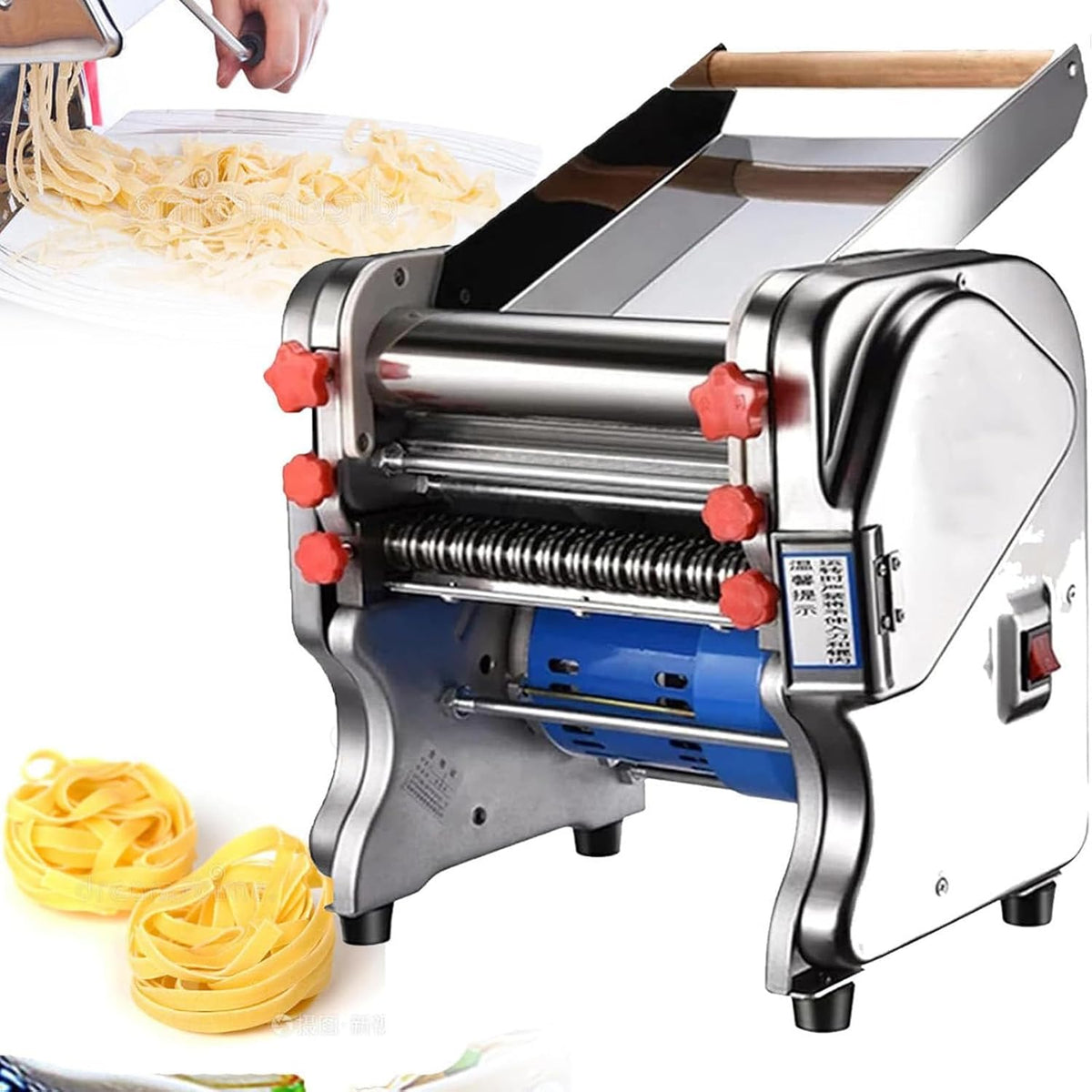 Dpqyjpp Pastamachine Commerciële, 550W roestvrijstalen elektrische noedelpasta, noedelbreedte 16/18/20CM, voor spaghetti-pastamachines