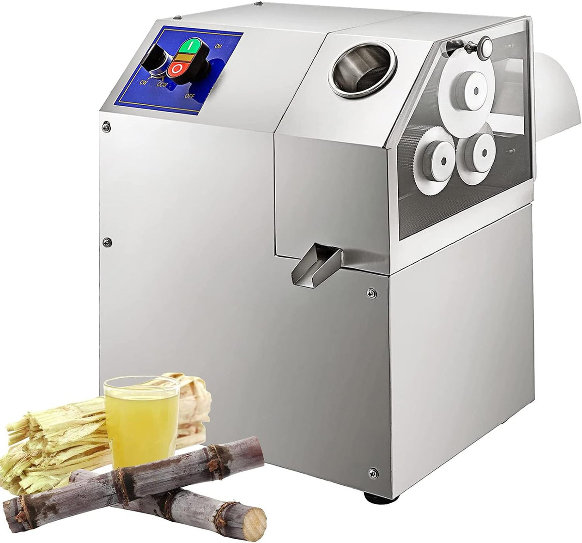 Sapcentrifuge Commerciële Elektrische Suikerriet Juicer, 400W Verticale Extractor, Slow Masticating 3, Roller, met Voedergoot, voor Countertop Gebruik