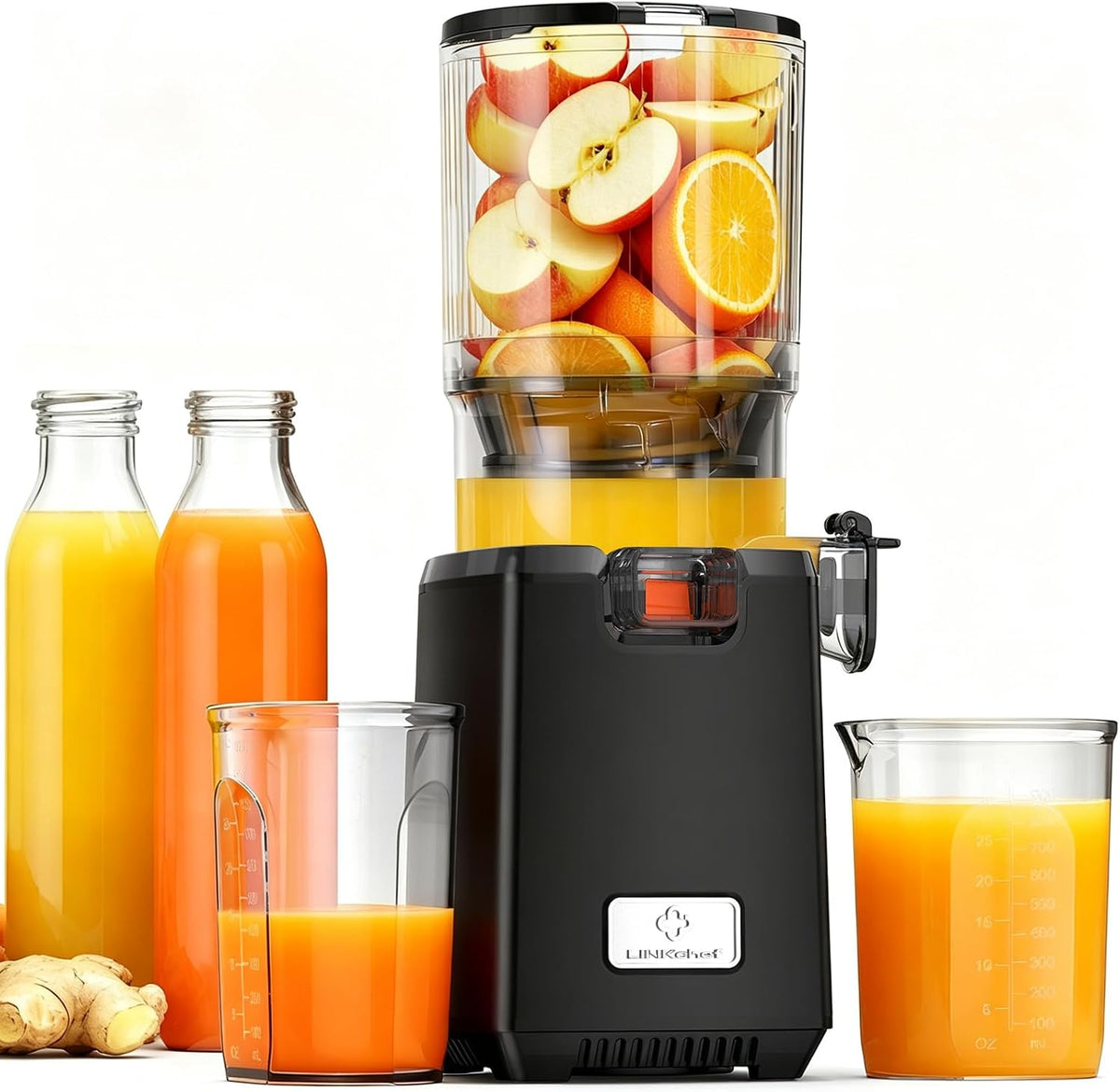 LINKChef Sapcentrifuge Juicer Machines, 130mm brede invoeropening, 1.8L capaciteit, 250W, Koude Pers Slow Juicer & Extracteur de jus, voor heel fruit