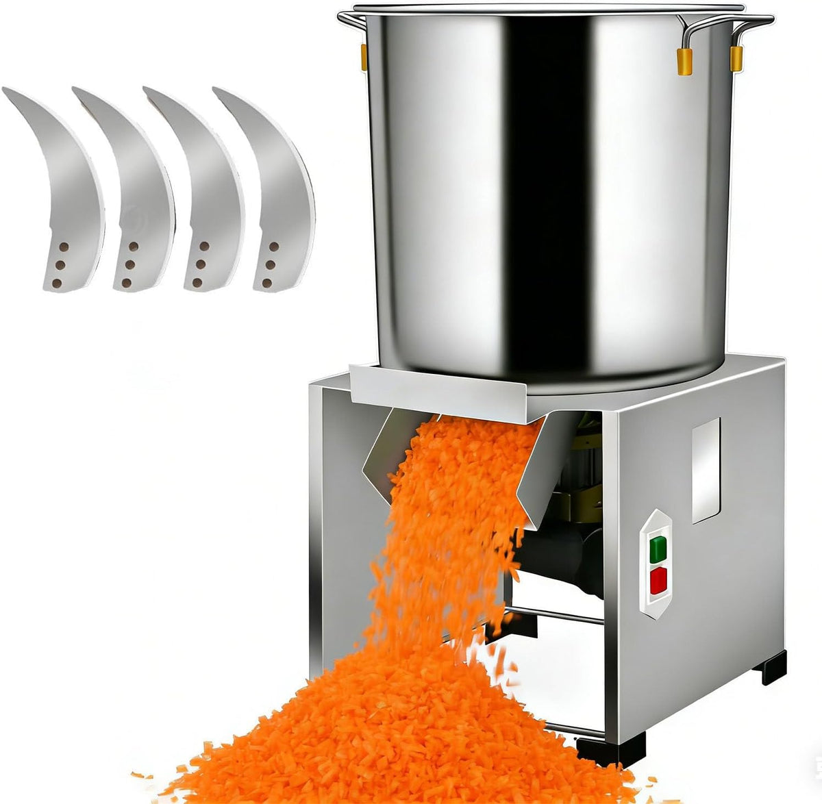 Weimilor Keukenmachine Commerciële, professionele groenterasp van 1800 W, met 3500 tpm, elektrische groentesnijder/hakmachine, grote invoeropening