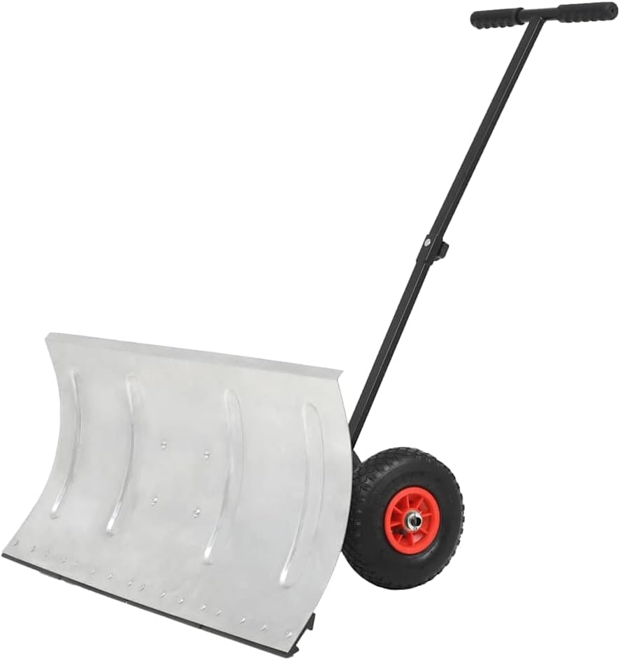 Vglqnrpt Sneeuwschuiver Handsneeuwschuiver, 100 x 44 cm, met wielen, met verstelbaar ruimschild en in hoogte verstelbare duwstang