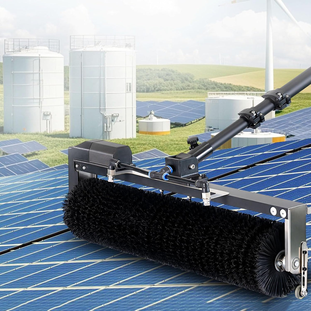 Glasreiniger Zwjabyy Reinigingsgereedschap, 60 cm rolborstelkop, 7.5m/24.6ft, voor elektrische zonnepanelen, reinigingsmachine, voor zonnepanelen