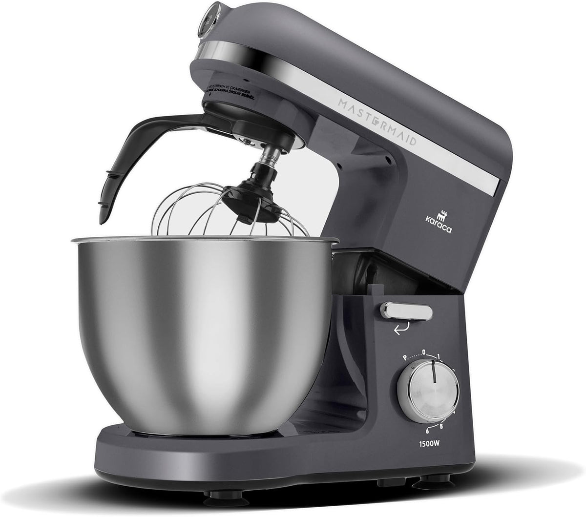 Keukenmachine Karaca Mastermaid Chef Pro dubbele arm keuken (1500 watt, 5L mixer, Space grijs, Bright Cream, snelheidsinstelling, kneedhaak, kloppen)