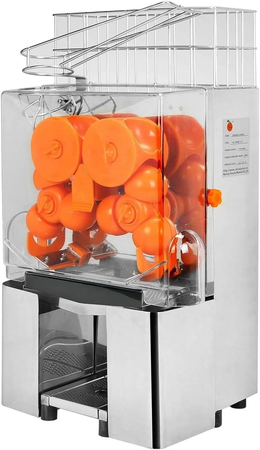 Sapcentrifuge Automatische, 120 W automatische sapcentrifuge, voor 20 sinaasappels per minuut, met uittrekbare filterbox en 2 verzamelbakken