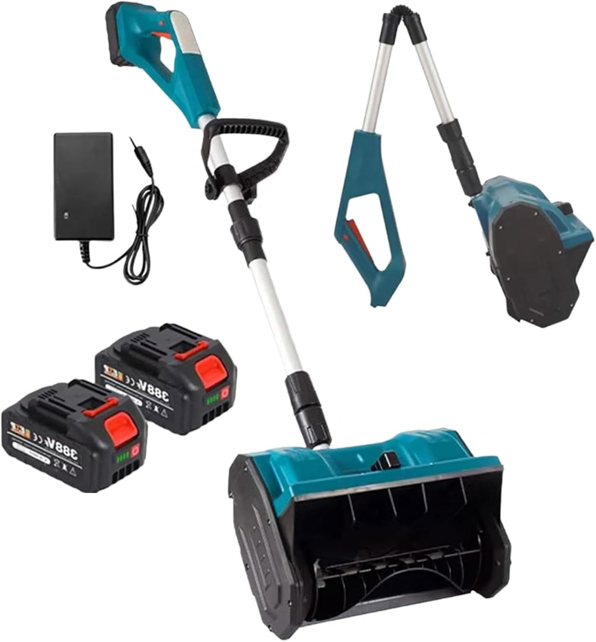 Sneeuwschuiver Draadloze elektrische, 1200W sneeuwblazer, 2 batterijen, met instelbare richting en telescopische stang, voor opritten en wegen