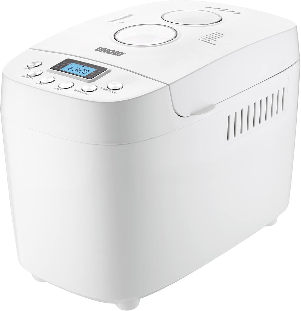 Unold Broodbakmachine Backmeister 68520 Big wit, voor maximaal 1.500 g brood, met 15 programma's, voor glutenvrij brood, timerfunctie, lcd-display