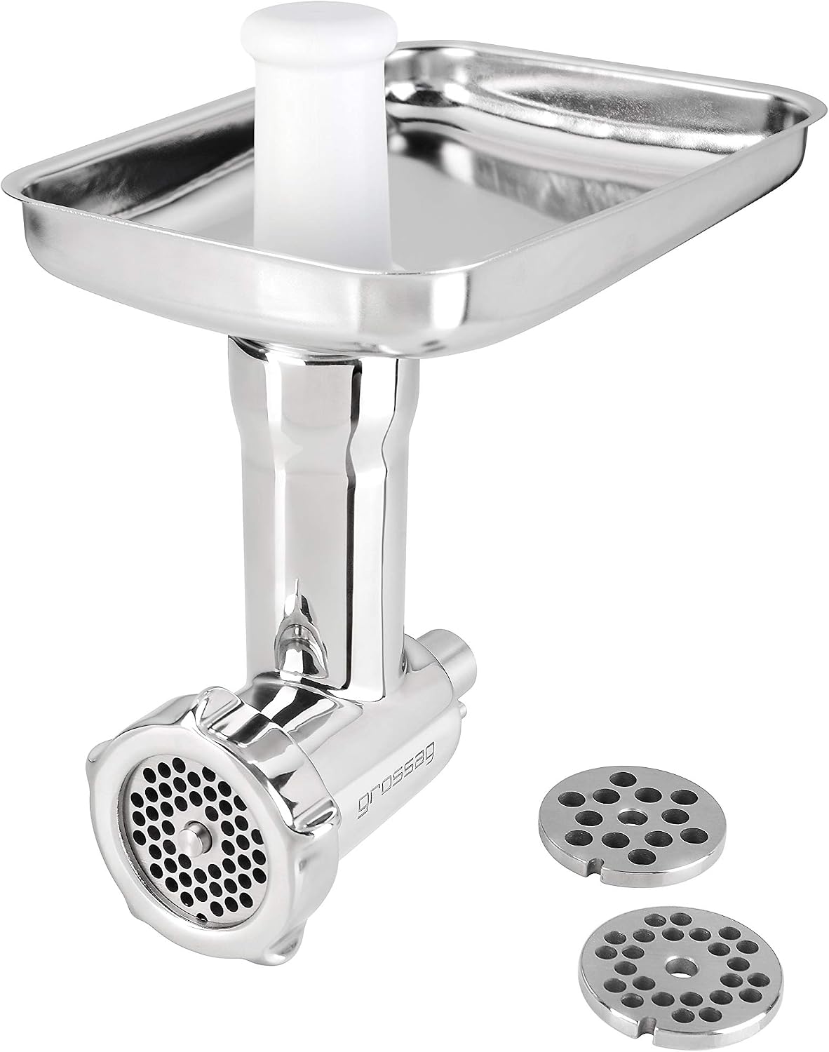 grossag Keukenmachine Vleesmolen roestvrij staal opzetstuk compatibel, incl. 3x gatschijf stopper - accessoires, voor KitchenAid