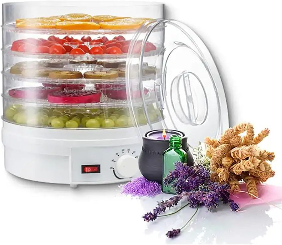 Voedseldroger Ericat Voedseldrogermachine, 5 Lagen Grote Capaciteit En 35-70 °C Temperatuurregeling, 360 ° Luchtcirculatie En Efficiënte Warmteafvoer