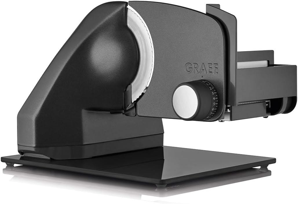 Graef. Snijmachines Graef Allessnijder Classic C95, 170 W motor, gekarteld mes Ø 170 mm, 30° kantelbaar, incl. combi-opzetstuk Pro, ijsgrijs