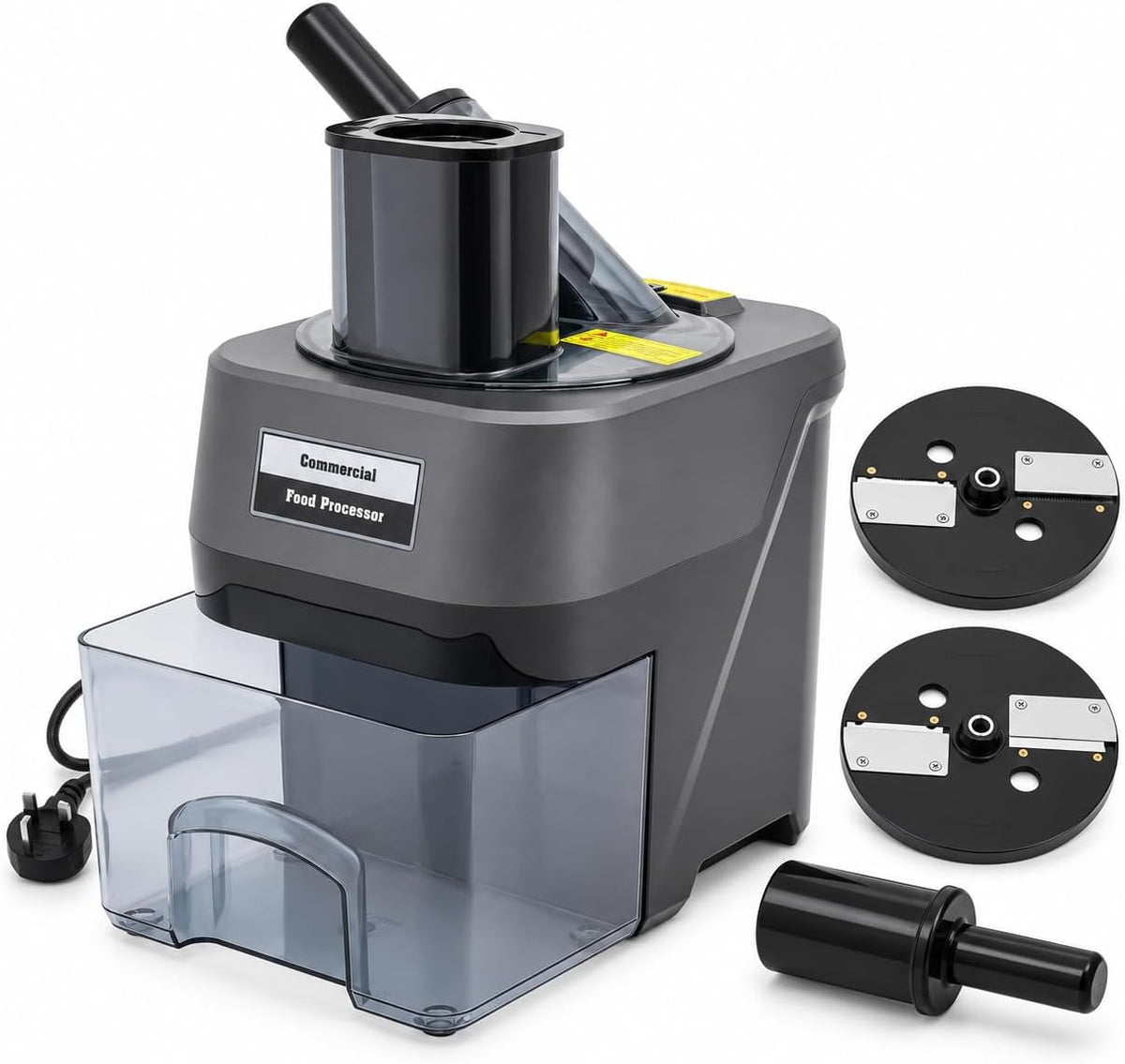PromiseFly Keukenmachine Commerciële groentesnijder, 100 W, met 2 grote vulopeningen en 8 mm dikke messen, 340 x 220 x 260 mm, roestvrij staal, hotels