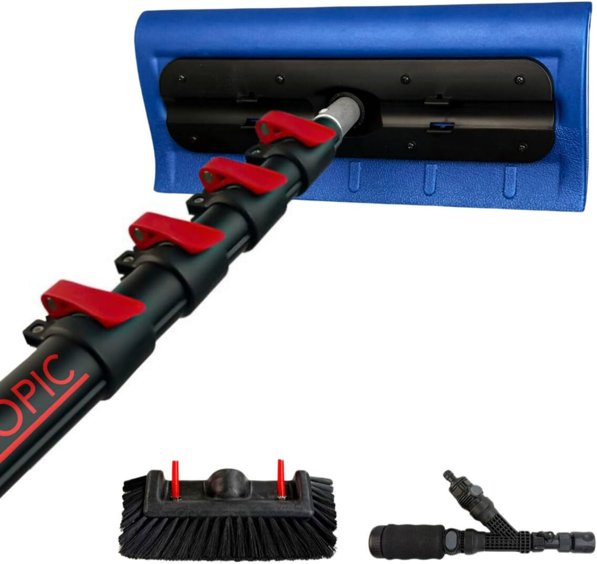 aquascopic Sneeuwschuiver Aluminium telescoopsteel 5,4 m, met sneeuwschuiver & 5-vlakkenborstel – professioneel set, ramen, gevels en daken