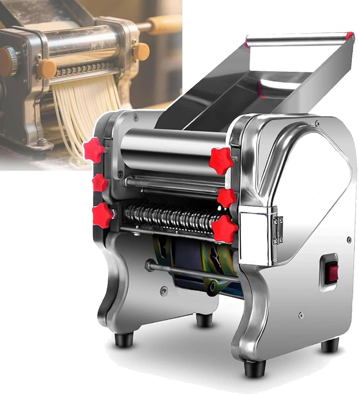 ZengHeBloom Pastamachine Professionele elektrische afbladderer, voor privé- en commercieel gebruik (FKM180), commerciële pastamachine, voor catering