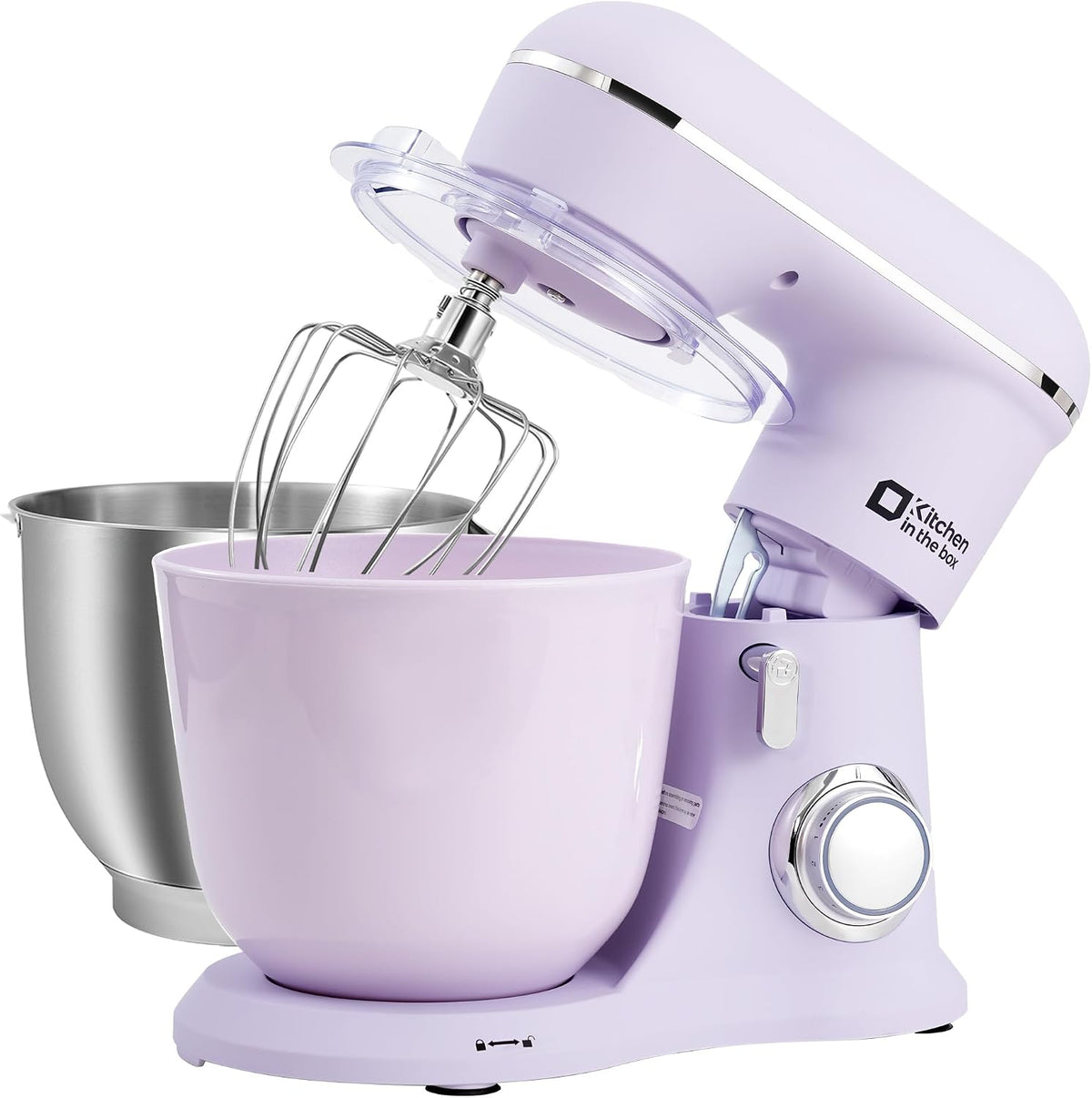 Kitchen in the box Keukenmachine, 1300W, 10 snelheden, 4.5L + 5L mengkommen, 4.5L), elektrische standmixer, met garde, klopper en deeghaak (Lila
