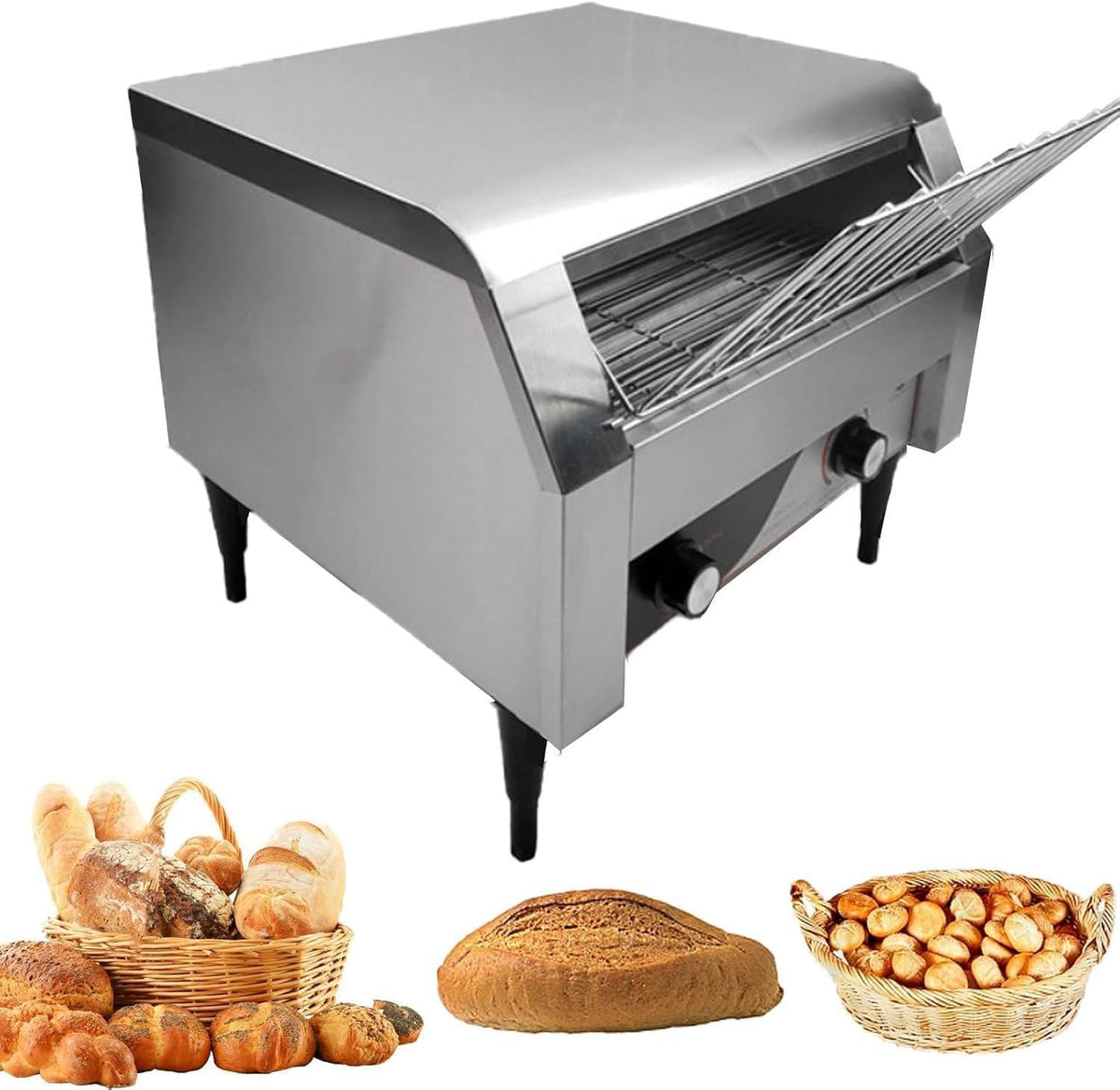 Gehpyyds Broodrooster Elektrische broodmachine, 150/300/450 stuks/uur, 150, commerciële transportbandtoaster, automatische broodroosteroven