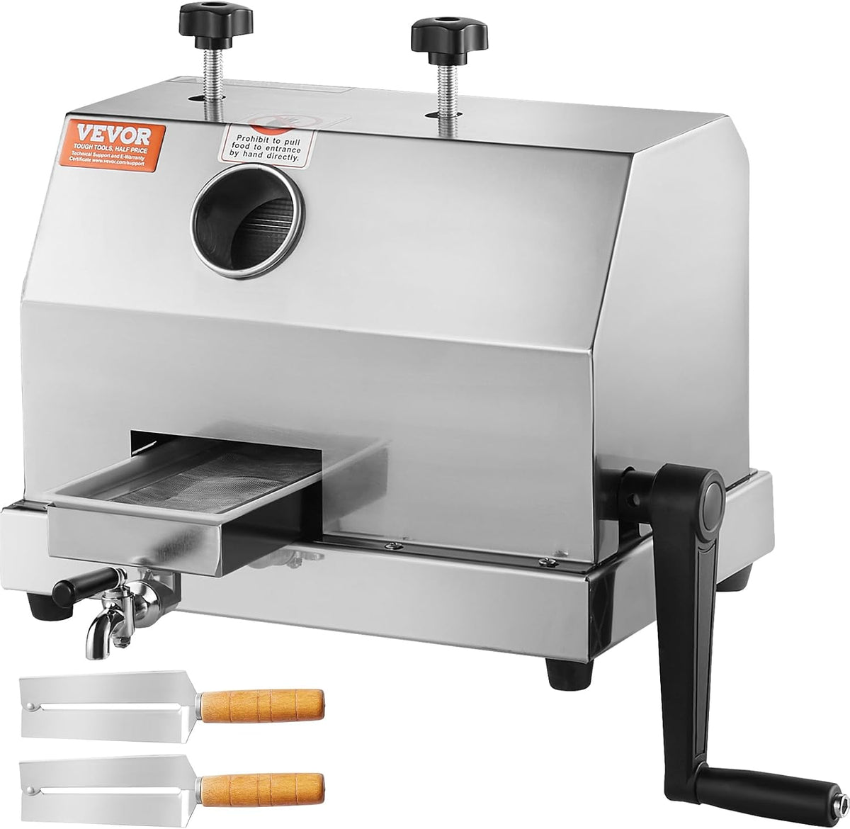 Vevor Sapcentrifuge Commerciële suikerriet, 50 kg/h krachtige suikerriet sapcentrifuge machine, met 3 roestvrijstalen walsen, 2,4 inch grote inlaat