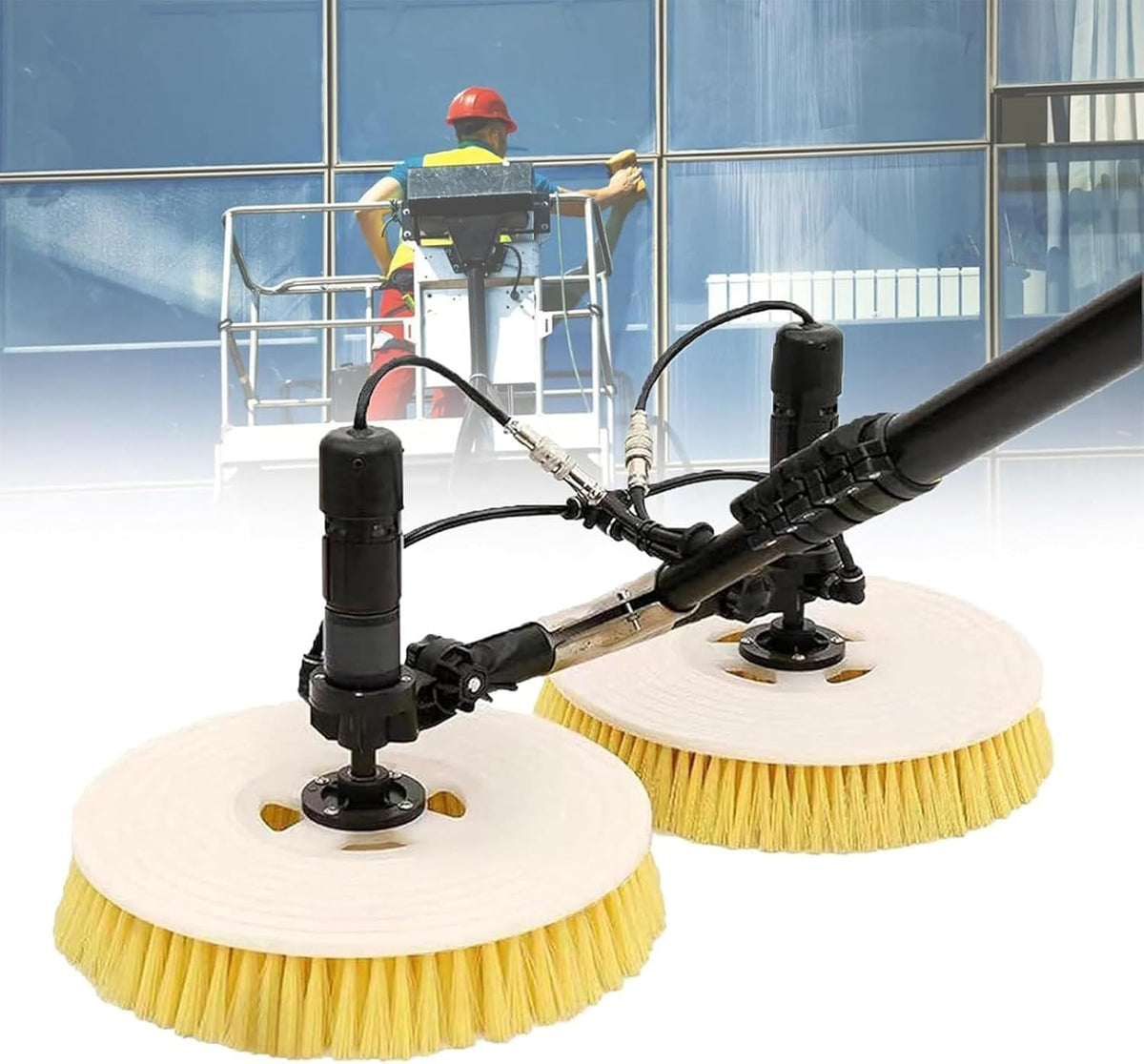 Schoonmaakgereedschap Reinigingsmachine, met dubbele kop - 3,5 m telescopische borstelset, voor zonnepanelen, voor efficiënt PV-onderhoud op het dak