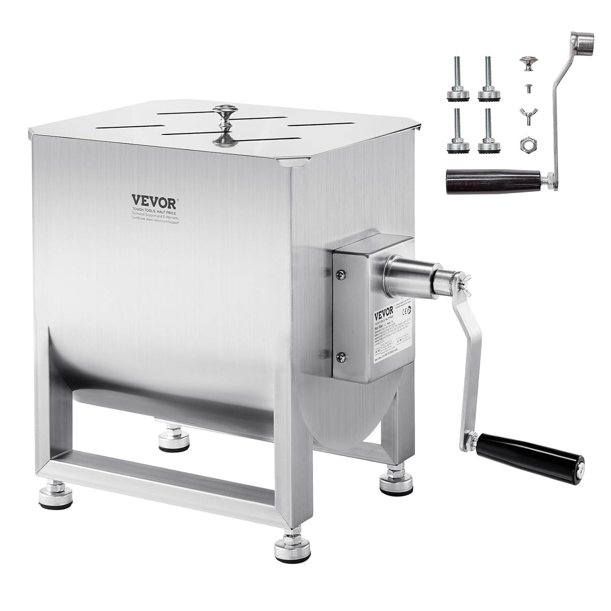 Vevor Vleesmolen BX-30 60L vaste tank verwerkingsapparatuur (mengen van, SUS201, roestvrij staal vlees, worstmachine, gemalen rundvlees handmixer