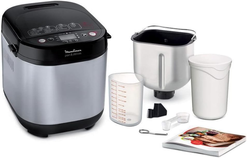 Moulinex Broodbakmachine Brood en behandelt Machine, Metaal/Zwart, met Yoghurt Functie