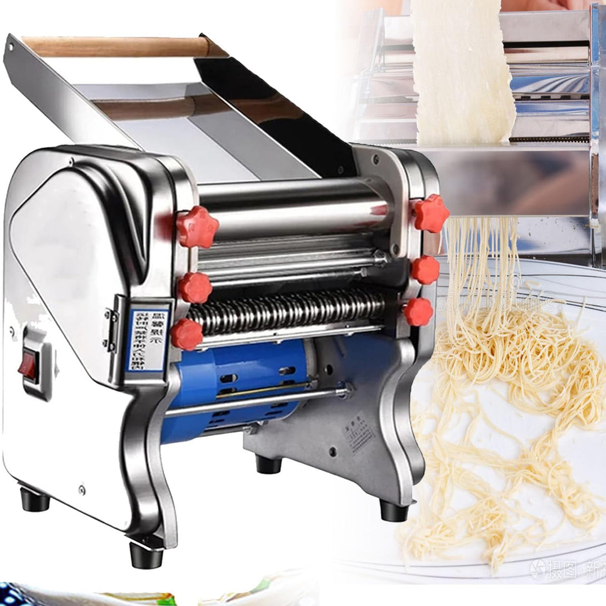 Gbhjj Pastamachine Commerciële, 550W elektrische pastamakermachine, noedelbreedte 16/18/20CM, FKM180, roestvrijstalen elektrische noedelpasta