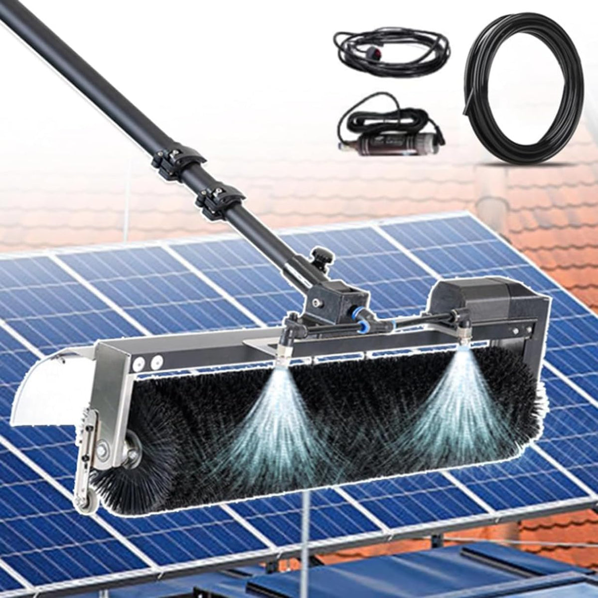 Yniyujkl Raamtrekker Elektrische Reinigingsmachine, 3.5m, Voor Zonnepanelen, Met Wateraangedreven Steel En Rolborstel, Wired