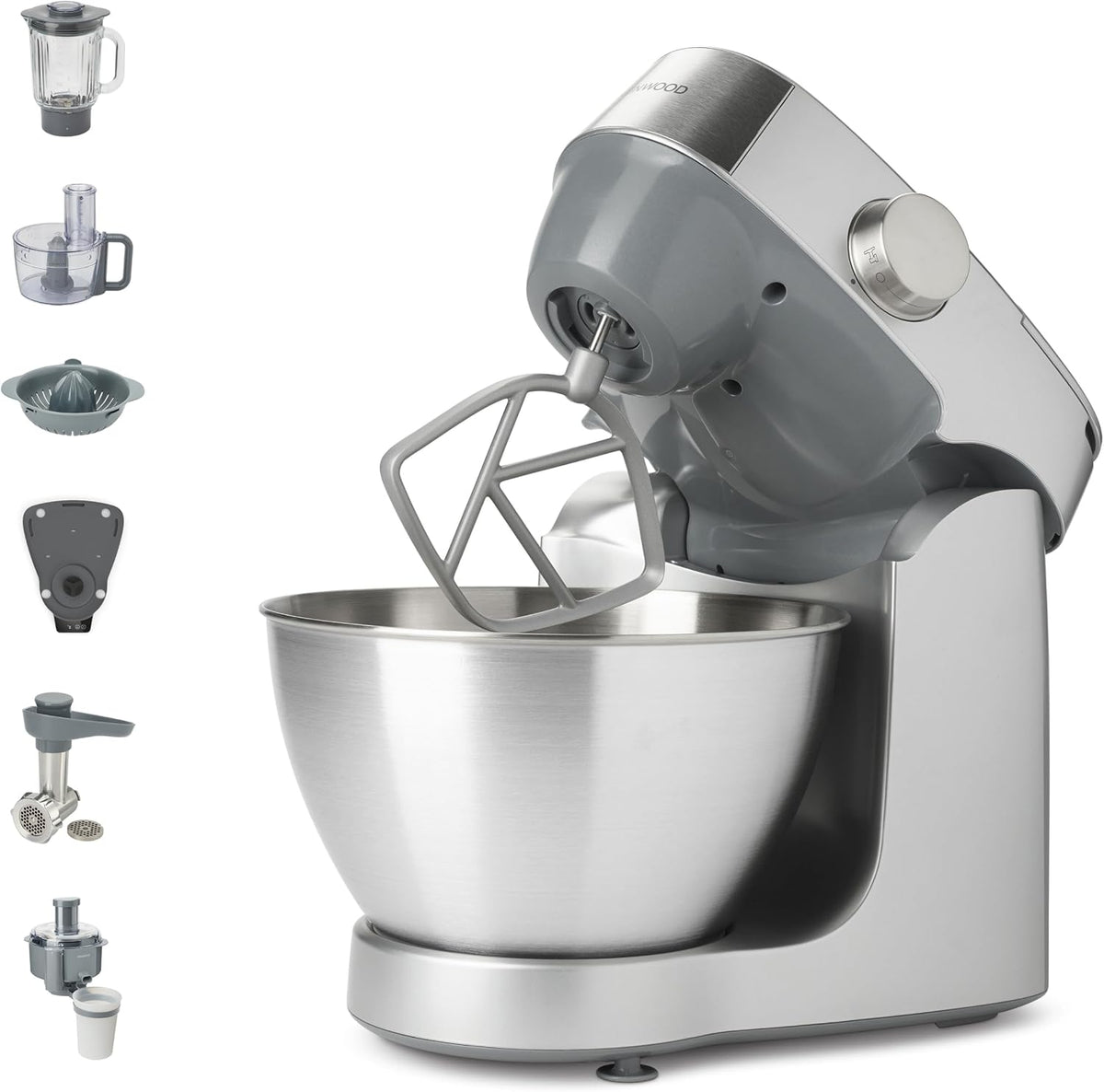 Kenwood Keukenmachine Prospero+ KHC29A.R0SI, 4,3 L roestvrijstalen kom, incl. 10-delige accessoireset, 1000W, incl. EasyWeigh weegschaal, glazen mixer