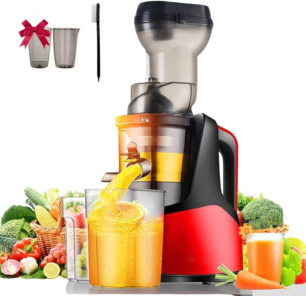 Sapcentrifuge Dojoeuu Slow Masticating Juicer Machine, 5s Snelle Reiniging, Volledig Automatische Commerciële Juicer, Sapresten Scheiding